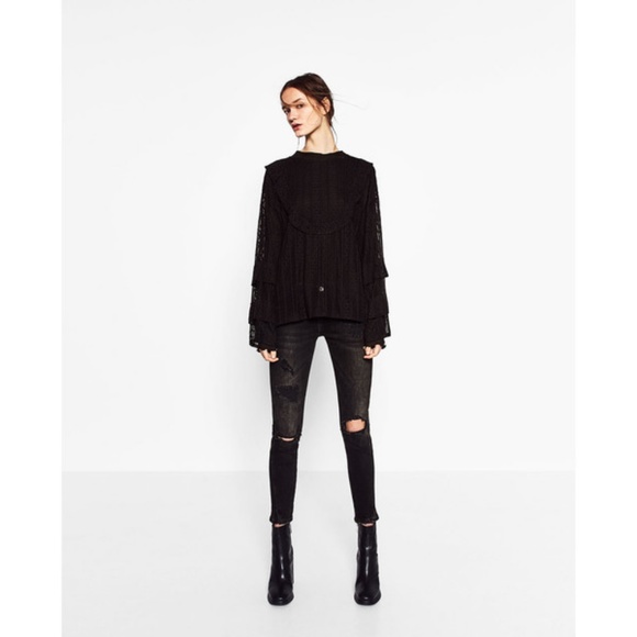 NWOT Zara Size S Lace Victorian Top - Picture 3 of 6